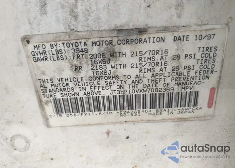 1998 Toyota Rav4 from USA, damaged, VIN JT3HP10VXW7082369